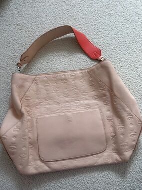 MCM Women’s Soft Blush Leather Hobo Bag with Contrast Strap